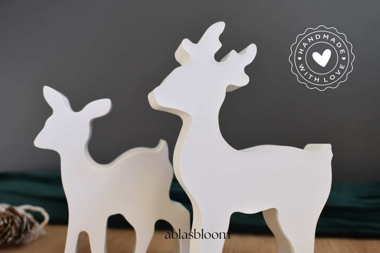 Landhaus Deko - Reh & Hirsch - Schlicht - aus Raysin - Handarbeit