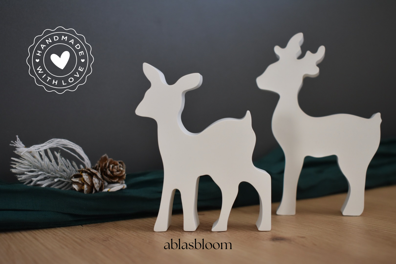 Landhaus Deko - Reh & Hirsch - Schlicht - aus Raysin - Handarbeit