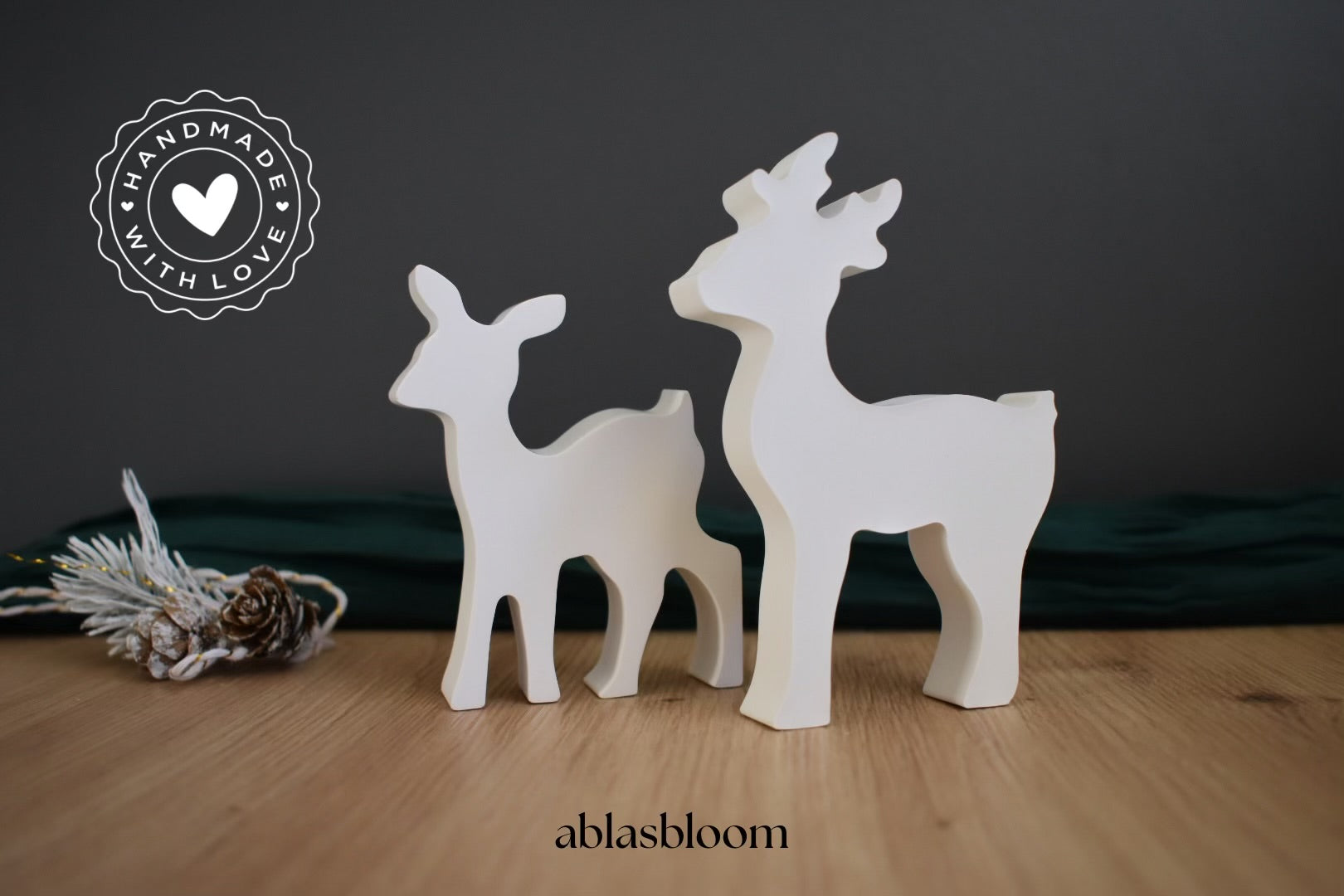 Landhaus Deko - Reh & Hirsch - Schlicht - aus Raysin - Handarbeit